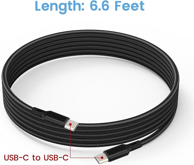 PD 65W USB C Super Fast VR Charger Compatible with Meta Oculus Quest 3s, Quest 3 2 - Dual Port USB + Type C Adapter with 6.6ft C to C Charging Cable for Pico 4 Ultra VR Headsets, Black