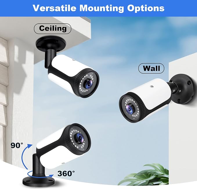 HD 180 Degree Wide Angle View 2.0MP 1080p Security Camera 4-in-1 CCTV Bullet Wired Cam BNC, AHD/TVI/CVI/CVBS, Analog Coax Coaxial Surveillance Video Add–On Camera for Indoor/Outdoor Use