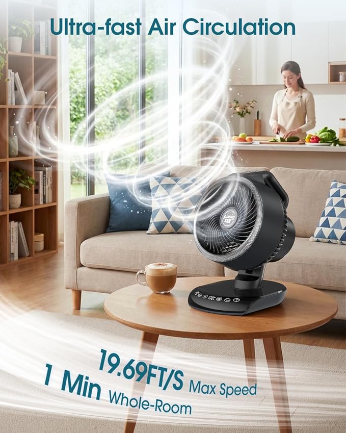 Ausic Outdoor Rechargeable Desk Fan Portable, 30000mAh 12'' Battery Powered Oscillating Fan with Remote & Turbo Blade, Ultra-Powerful Quiet Fan for Patio, Sports, Camping, Whole Room, Office, Dorm