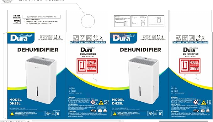 DuraComfort 25Pint Dehumidifier for Basement up to 2500 Sq.Ft, Energy Star Dehumidifier for Home, Portable Dehumidifier with Drain Hose, Humidity Control, Auto Defrost, Auto Shut Off, 24H Timer