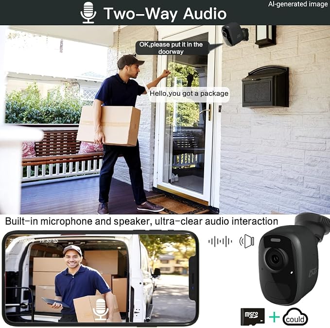 DCT Outdoor Cameras Wireless Magnetic: Battery Powered WiFi Camera for Home Security Outside Color Night Vision House Cameras Motion Detection SD/Cloud Storage Waterproof