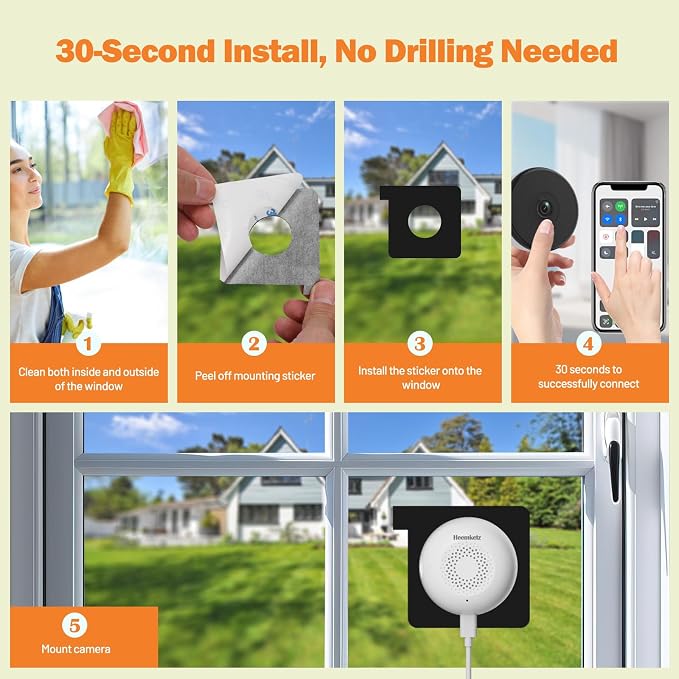 3MP 2K Window Security Camera for Home, AI Human Detection, Real-Time Alerts, Smart AI Color Night Vision, 2-Way Audio, 2.4/5GHz WiFi, Alexa Compatible, Indoor/Outdoor Monitoring, 2 Pack