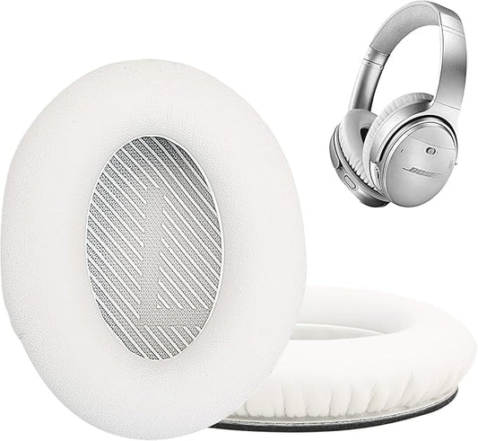 Earpads Ear Cushions Fit for Bose QuietComfort 35 QC35 QC35ii QC45 QC25 QC15 Headphones with Memory Foam& Protein Leather (White)