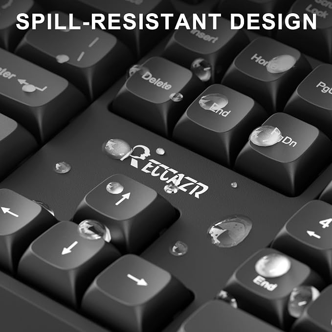 Wireless Keyboard and Mouse Combo,2.4G Full Size Wave Keys Ergonomic Keyboard with Wrist Rest for Natural Typing, 3 DPI Adjustable Ergonomic Mouse for Computer/Laptop/Windows/Mac (Black Graphite)