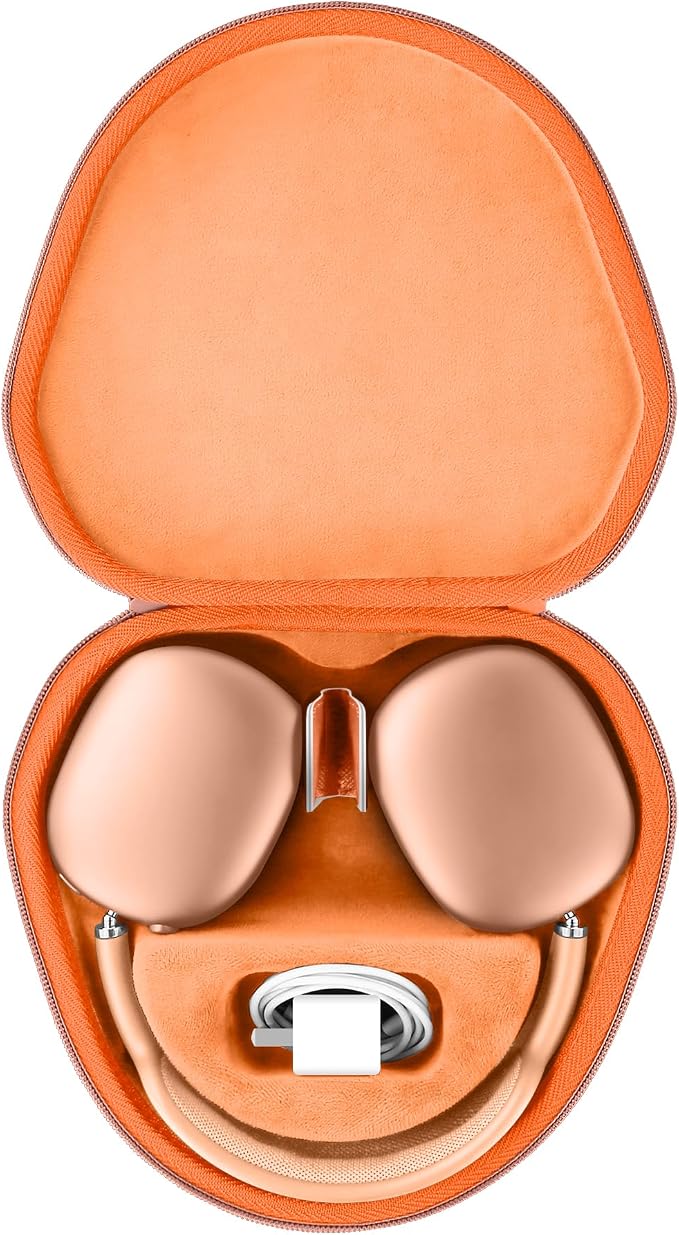 co2CREA Hard Case with Sleep Mode Replacement for Apple AirPods Max 2 / AirPods Max Wireless Over-Ear Headphones (Orange Case)