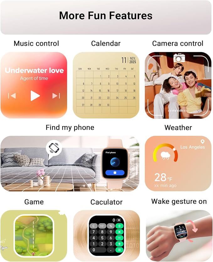 Gydom Smart Watch for Men/Women, 1.85" AMOLED Screen Fitness Watch for iPhone/Android, Activity Tracker with Heart Rate/Sleep/SpO2, Answer/Make Call, 3ATM Waterproof, 120+ Sport Modes, AI Voice, Pink