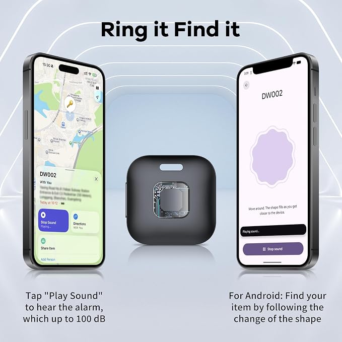 Hoxe Dual System (iOS & Android) Air Tracker Tags 4 Pack, 2026 New Key Finder Tracker Tag Work with Apple Find My & Google Find Hub App, Black Smart Tag Suitable for Key, Bag, Luggage, Pet, Car, etc