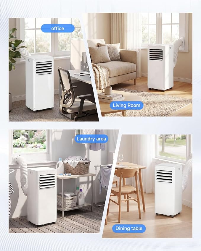 12000 BTU Portable Air Conditioner, 3-in-1 AC Unit with Dehumidifier & Fan Mode, Quiet Operation for Bedroom, Cools up to 550 sq.ft, 24-Hour Timer, Remote & Window Installation Kit Included