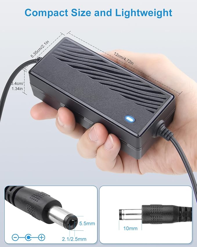 ALITOVE Upgrade DC 12V Power Supply 5A AC Adapter 100~240V 50-60hz to 12 Volt Power Adapter 60W Max 5Amp 4A 5.5x2.1mm Plug with Wire Terminal for LED Light CCTV Security Camera PC Monitor (5 Pack)