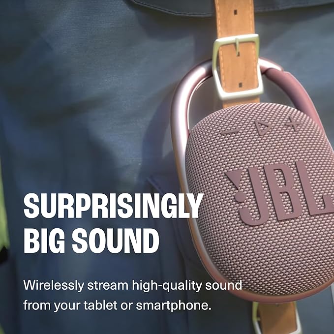 JBL Clip 4 Portable Wireless Bluetooth Waterproof/Dustproof Speaker - White (Renewed)