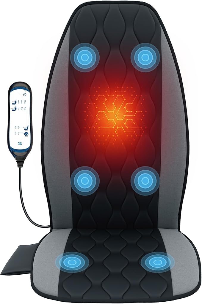 CILI Vibration Massage Chair Pad, Quiet Back Massager for Office Chair, Sofa & Recliner, Independent Graphene Heat & Massage Control, 15-30 Min Timer for Back Pain Relief (Vibration Only)