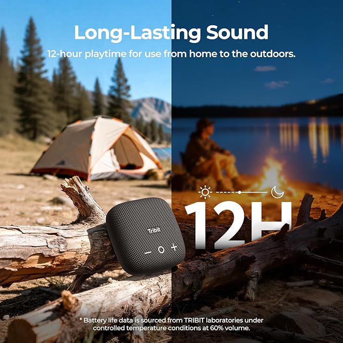 Tribit StormBox Micro 2 Wireless Portable Speaker: 10W Loud Deep Bass Sound, IP67 Waterproof Bike Speaker with Bluetooth 5.3, 12H Playtime, TWS Pairing for Camping Travel Hiking