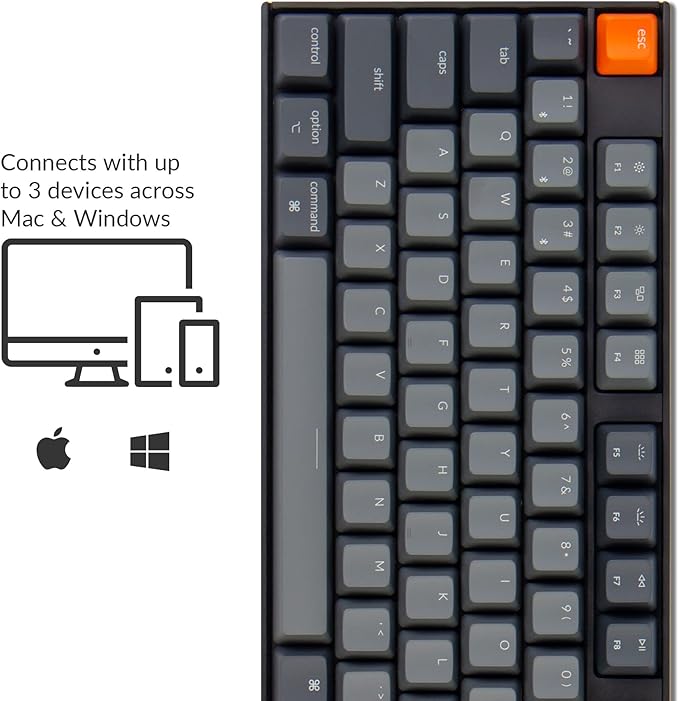 Keychron K10 Full Size 104 Keys Bluetooth Wireless Mechanical Gaming Keyboard for Mac Windows with Keychron Super Red Switch, Multitasking/White LED Backlight/USB C Wired Computer Keyboard
