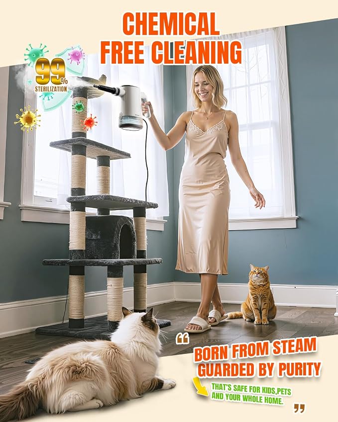 Handheld Steam Cleaner, 15s Fast Heating, Adjustable Steam, 650mL Large Water Tank, Pressurized Portable Steamer for Cleaning Home, Kitchen, Car, Bathroom, Tile, Furniture, Multi-Surface