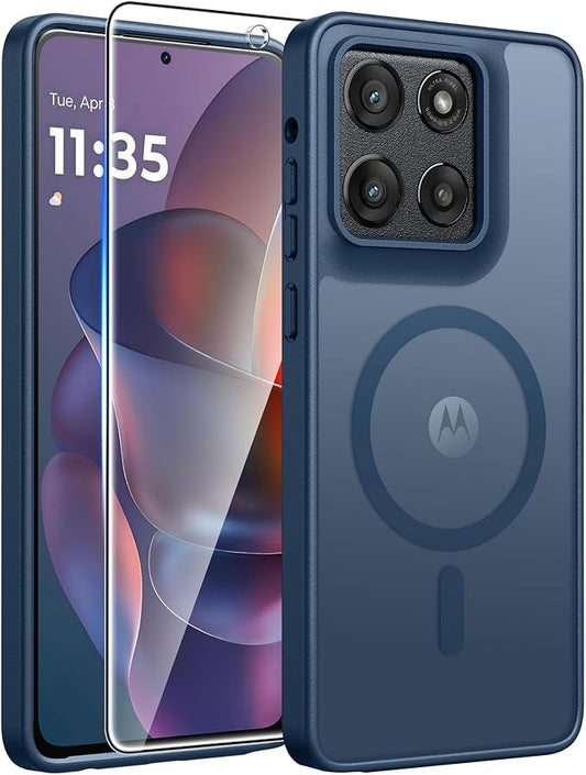 FNTCASE for Moto G Stylus 5G 2026 Case: Motorola G Stylus 2025 Case Magnetic Translucent Matte Shockproof Slim Phone Cover - Military Grade Drop Proof Anti-Fingerprint Protective Case (6.7 inch/Blue)