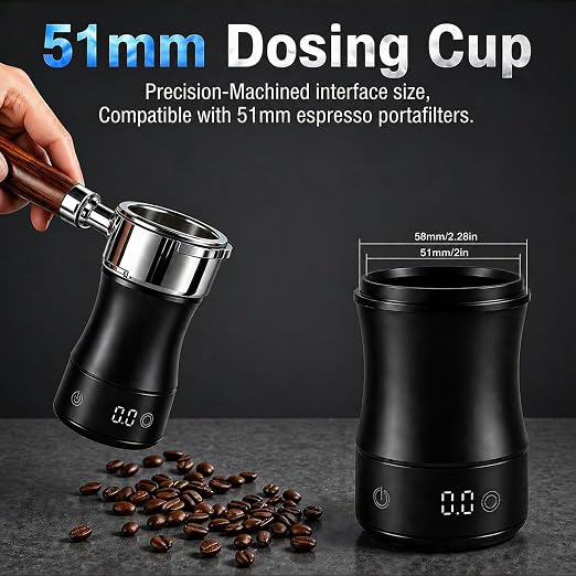Magnetic Espresso Scale, 0.1g Precision Mini Coffee Scale for Espresso Dosing & Brewing Accessories, Digital Dosing Cup with LED Display, Rechargeable Coffee Bean Scale Measure Matcha Coffee Grounds