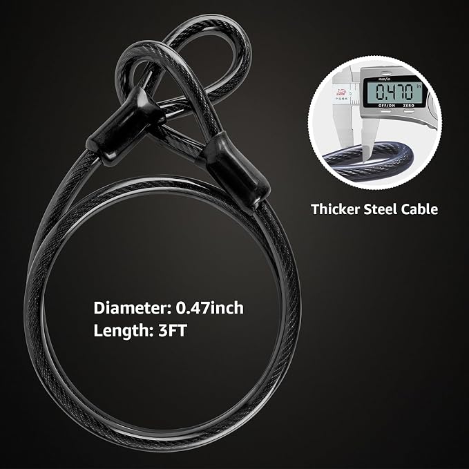 Bike U Lock Heavy Duty Bike Lock Bicycle Lock, 16mm U Lock and 3ft / 5ft / 6ft Length Security Cable with Sturdy Mounting Bracket for Bicycle, Motorcycle and More