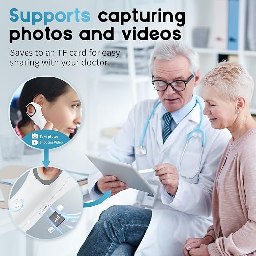 Otoscope Ear Camera with 1.21” Screen, 1080P Ear Scope with 4 LED Lights, Otoscope Camera for Adults Kids, Support Photo & Video, Type-C Charging with Computers, Baby Essentials, Home Medical