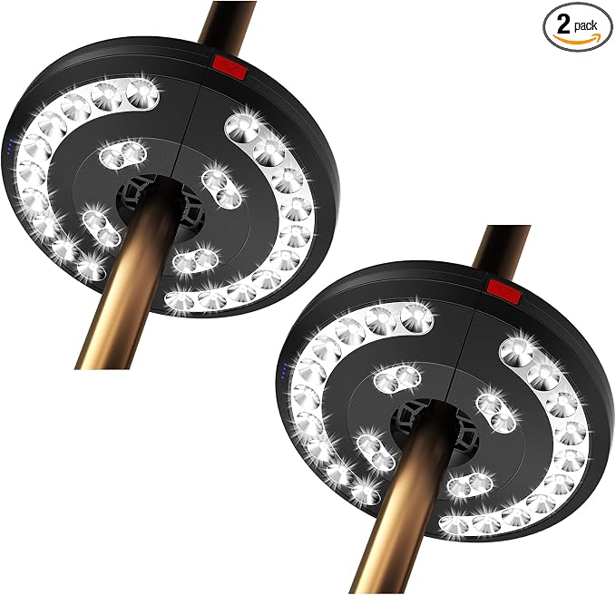 2packs Eletorot Patio Umbrella Lights-Rechargeable Outdoor Lights for Patio Decor, Patio Table Lights Pole Light 28 White LED 3 Lighting Modes, Patio Lighting Pool Accessories, Patio Backyard Decor