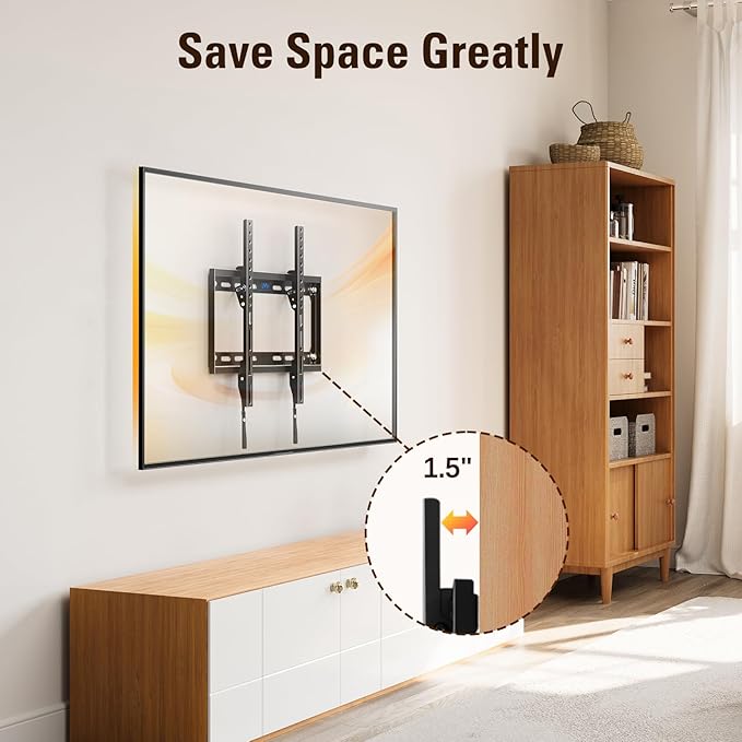 Mounting Dream Tilting TV Mounts for Most 26-60 Inch LED, LCD TVs up to VESA 400 x 400mm and 88 LBS Loading Capacity, TV Wall Mount with Unique Strap Design for Easily Lock and Release MD2268-MK