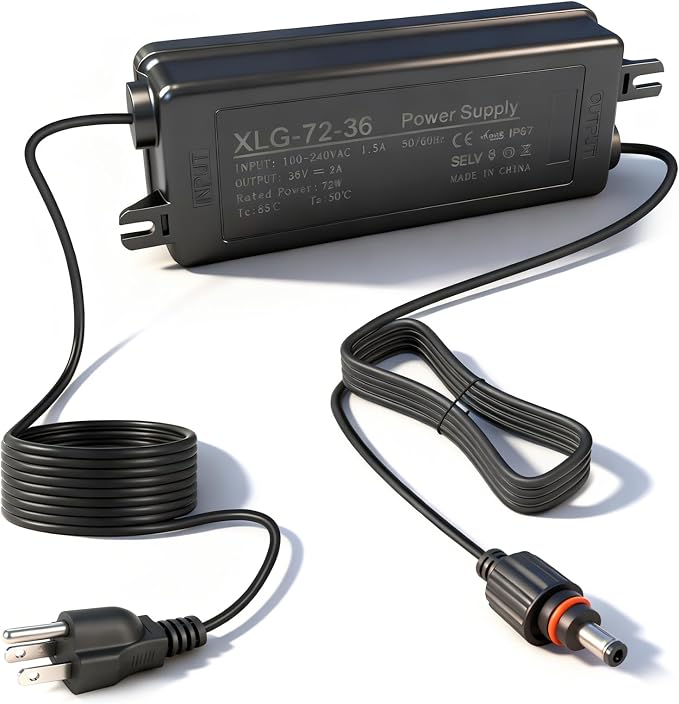 36V Waterproof Power Adapter Charger for Govee Permanent Outdoor Light Compatible with Govee H705D/H705E/H705F Replacement Power Supply Cord(Black)