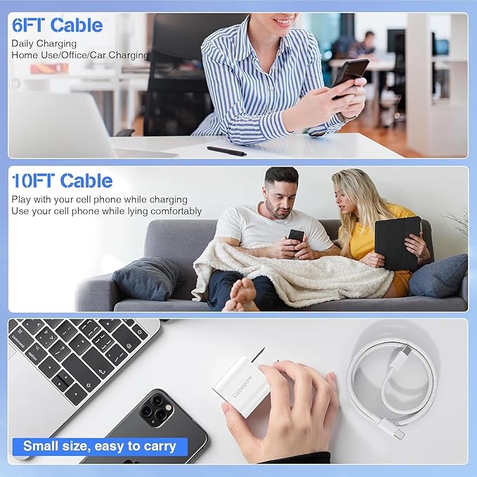 45W Super Fast Charger Type C for Samsung S26+,3Pack 45W Dual Port USB C Fast Phone Charger Block & 6/10/10FT Type C Charging Cord for Samsung Galaxy S26 S25 Ultra/S24/S23,Android,Tablet,iPhone 17