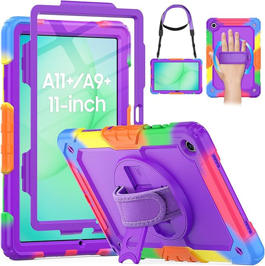 HXCASEAC Case for Samsung Galaxy Tab A11+ Plus 11 Inch, Protective with Screen Protector/Hand Strap/Pen Holder, Sturdy Shockproof for Samsung A11 Plus Tablet Case 5G SM-X230 SM-X236 SM-X238U - Purple