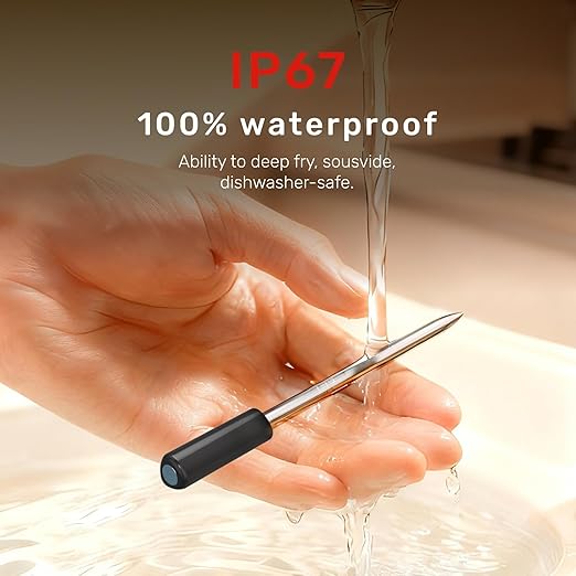 WiFi Wireless Bluetooth Meat Thermometer Digital, Smart AI Powered Cooking Thermomer with APP Control, IP67 Waterproof Meat Probe for BBQ, Oven, Grill, Smoker (Pro)