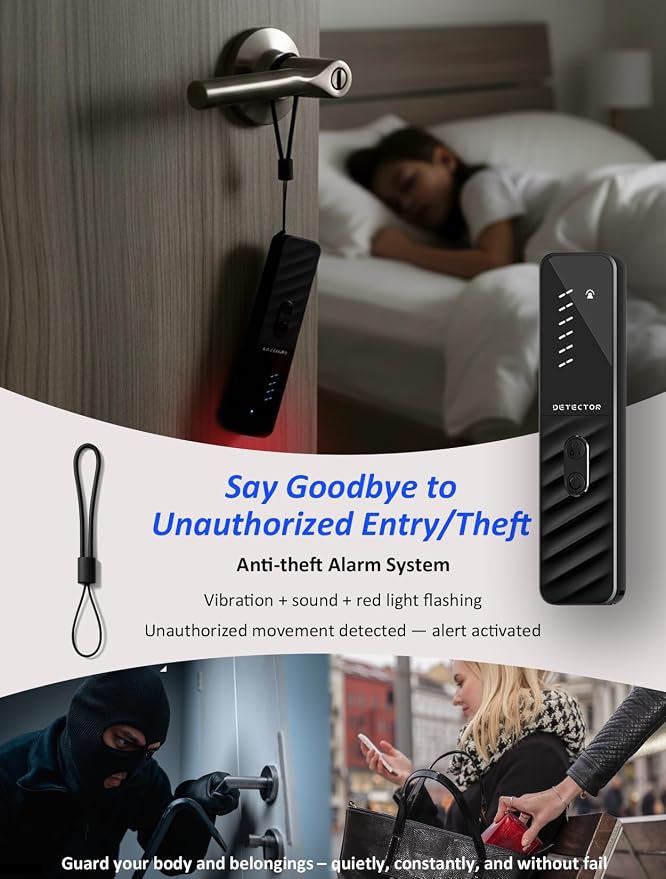 Hidden Camera Detectors, Anti Spy Bug Camera Finder & GPS Tracker Detector, Anti-Theft Alarm, 6-Level Sensitivity, 168H Battery, Privacy Pen Hidden Device Detector for Travel, Hotel, Home, Car, Office