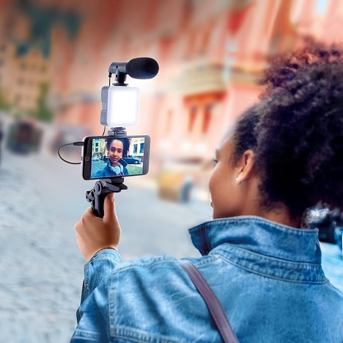 Canal Toys New Studio Creator Podcast & Vlogging Kit – Record Your own podcasts and Vlogs Like Your Favorite influencers! Fold-up Tripod, LED Light & Microphone. Ages 8+