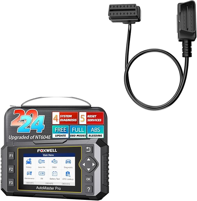 2024 FOXWELL Code Reader NT614 Elite OBD2 Scanner and FOXWELL OBD2 OBD II 16Pin Male to Female Diagnostic Extension Convert Cable