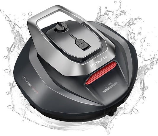 Robotic Pool Cleaner, Pool Vacuum for Above & In-Ground Pool, Dual-Motor Suction, 90Mins Runtime Automatic Self-Parking, 2.5h Fast Charging, Up to 850 Sq.ft, Pooleco S110