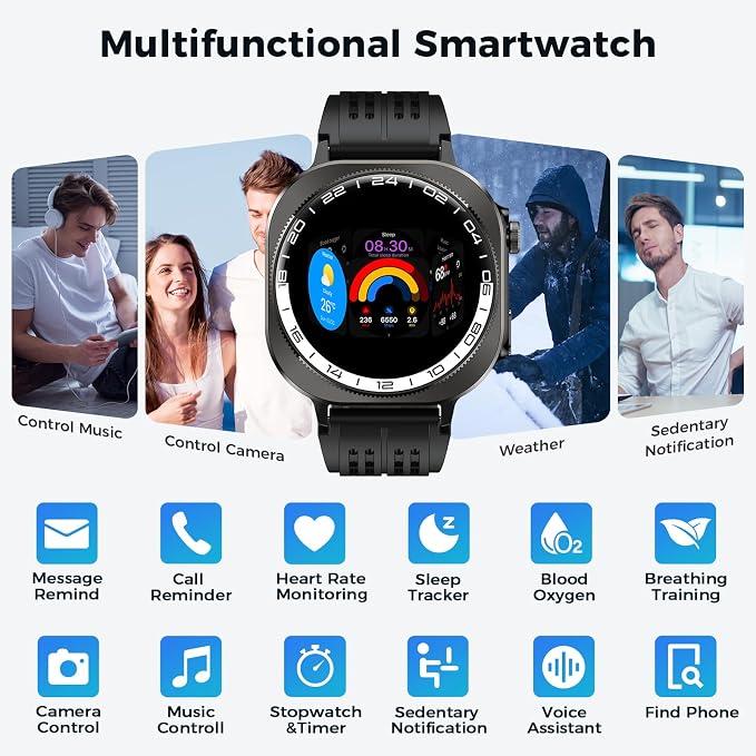 2026 Smart Watch (Answer/Make Call), 1.43" 3D-AMOLED Smartwatch for Men Women, 130+ Sports Fitness Watch, Heart Rate/Sleep Monitor, 60 Days Flashlight, IP68 Waterproof Activity Tracker Android iOS