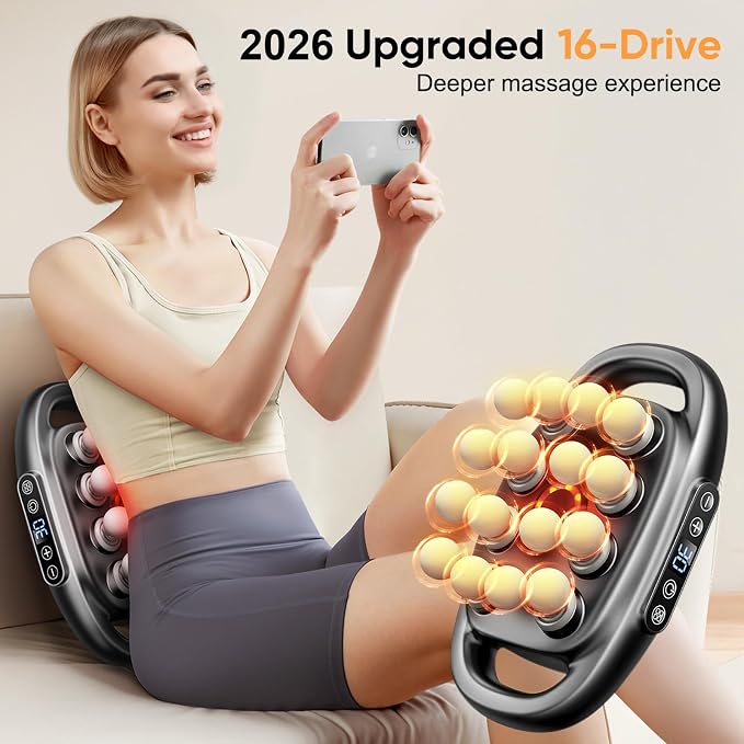 16 Head Massage Gun Deep Tissue - 2026 Upgrade 16-Drive Percussion Muscle Massager with 3 Modes & 30 Intensities, Portable Quiet Massager for Legs, Waist, Back, Neck, Shoulder, Muscles Pain Relief