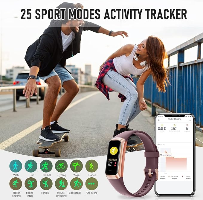 Fitness Tracker with 24/7 Heart Rate, Health Tracker with Calories Sleep Monitor, 1.10''AMOLED Touch Color Screen, Step Counter Activity Pedometer Smart Watch for Women Men