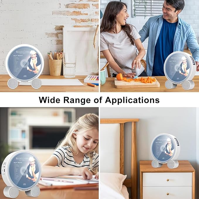 WOKALON Desktop Vertical CD Player Portable with Bluetooth for Home with LCD Screen Display Built in HiFi Speakers Support Timed Music ON/Off FM USB SD