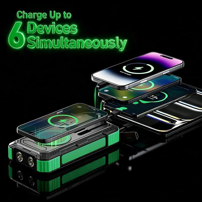 Solar Power Bank 49800mAh 22.5W QC3.0 Fast Charging Built in 4 Cables andNymzixt Solar Power Bank 20000mAh Portable Charger Built-in 3 Cables and Wireless Charging