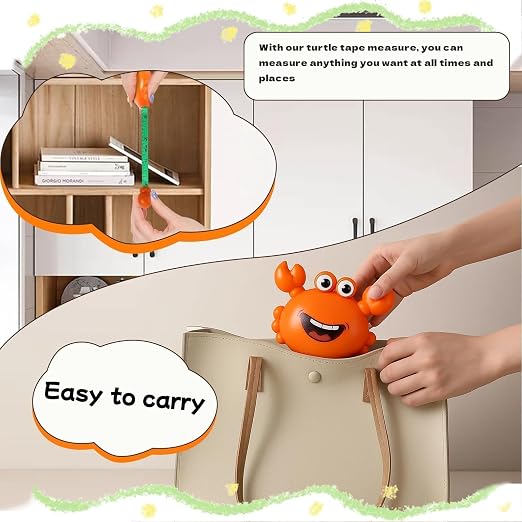 1 Pack Cute Orange Crab Retractable Tape Measure, 2M/79Inch Dual-Sided Scale Soft Ruler with Keychain & Lanyard, Fun Cartoon Measuring Tool for Body Sewing Crafts