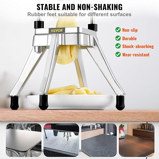 VEVOR Commercial Vegetable Fruit Chopper 1/4" Blade Heavy Duty Professional Food Dicer Kattex French Fry Cutter Onion Slicer Stainless Steel for Tomato Peppers Potato Mushroom