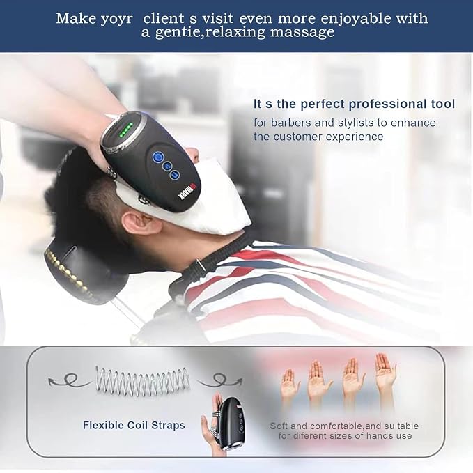 WMARK Barber Massager/Cordless HandheldMassager, Charge Neck/Legs/Hand/FaceMassager, 2 Massage Nodes 2600AMH,(2packs Black)