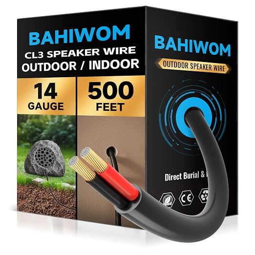 14 Gauge Speaker Wire 500 Feet CL3 Related CCA Black Cable with 2 Conductors for Outdoor Direct Burial Backyard Garden Home Car in-Wall Speaker