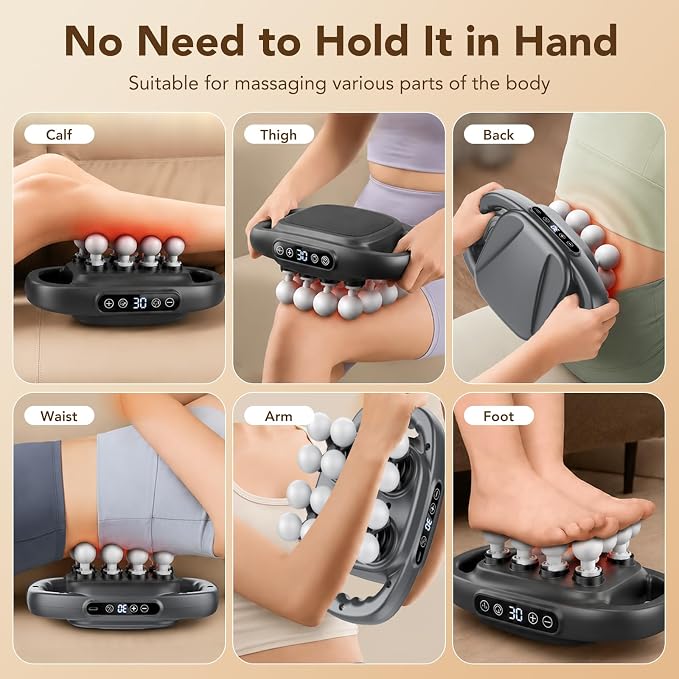 16-Head Massage Gun, Deep Tissue Percussion Massager with 3 Modes & 30 Intensities, 3200mAh Battery Back Massager for Pain Relief, Quiet Handheld Massager (Dark Gray)