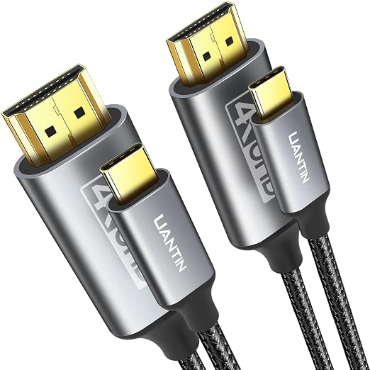 UANTIN USB C to HDMI Cable 3Ft | 4K High-Speed USB 3.1 Type-C to HDMI Cord [Thunderbolt 3/4 Compatible] with MacBook Pro/Air,Galaxy S8 to S23,iPhone 15 Series,iPad Pro, iMac, Surface - 2 Pack
