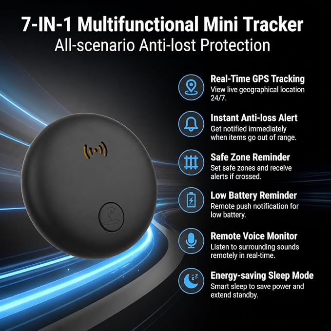 GPS Tracker for Vehicles, 2 Pack Magnetic Hidden GPS Tracker for Vehicles No Subscription Life Car Tracker Device Hidden Magnetic Waterproof for iOS Find My (iOS Only) - Black