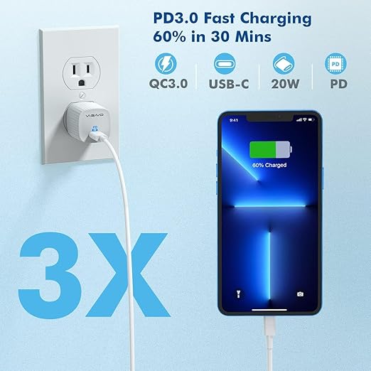 USB C Charger Block for iPhone 17 Charging, 2Pack 20W USB C Wall Charger Block Fast Charging Blocks Plug Bricks PD Type C Adapter for iPhone 17 Air/17 Pro Max/16 ProMax/16Plus/15/14/13/12/AirPods/iPad