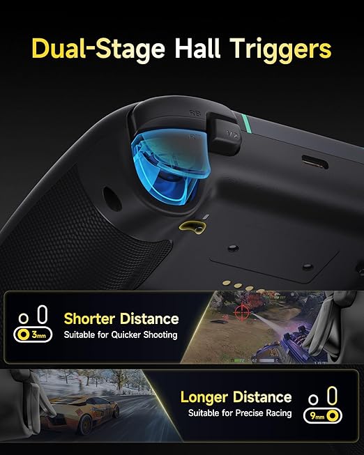 EasySMX X05Pro Wireless PC Controller – Quiet-Press Buttons, 2-Stage Impulse Triggers, 2 Programmable Buttons, Hall Joysticks, 1000mAh Battery, 1000Hz Polling Gaming Controller for PC/Switch/Android/iOS