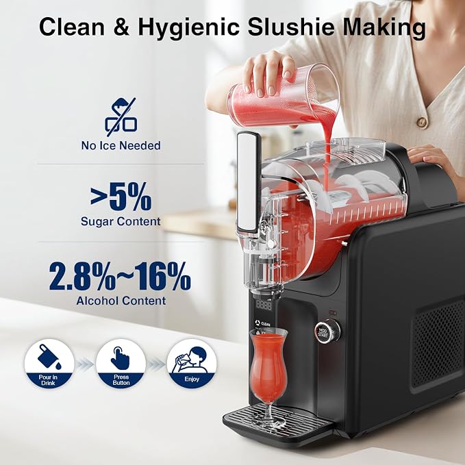 Slushie Machine & Ice Cream Maker Machine 2-IN-1, 6 Modes for Smoothies, Milkshakes, Cocktails, Margarita, and Ice Cream, No Ice Needed, Self-Cleaning, For Home Use