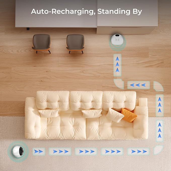 Magic S1 Indoor Security Robot Camera 1080P Movable Pet Camera with App Control, 2-Way Audio, Motion Detection, Night Vision, Auto-Recharge, Smart Home Cam for Pet/Elderly/Baby (White)