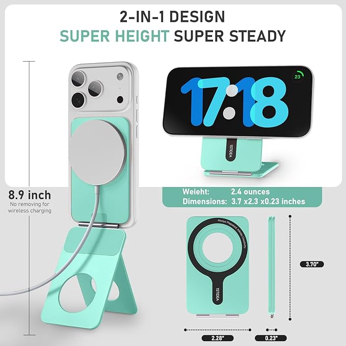 1ST IDEA Magnetic Tripod for iPhone, Aluminium Phone Tripod Stand Compatible with Magsafe iPhone 17/16/15/14/13/12 Series, Foldable Strong Magnetic Phone Stand (Ocean Blue)