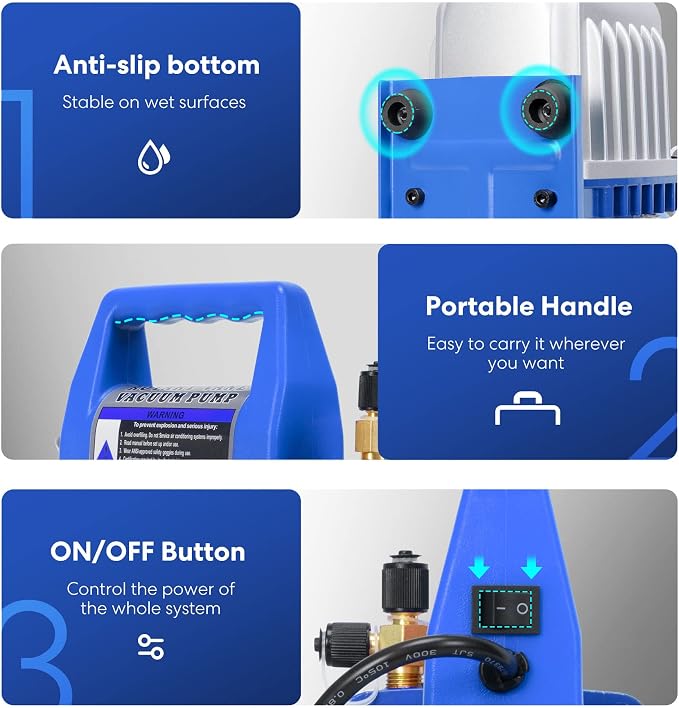 VIVOHOME 110V 1/3 HP 4.5 CFM Single Stage Rotary Vane Air Vacuum Pump with Oil Bottle